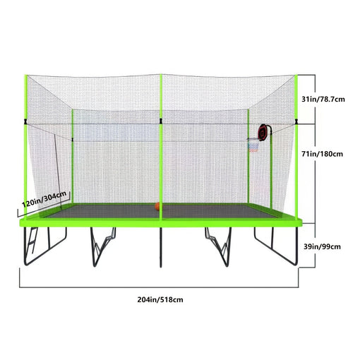 10 x 17 FT Rectangular Trampoline with Enclosure Net – ASTM F2225 Certified, 352 lb Capacity, Reinforced Welded Base, Superior Bounce for Family Gymnastics & Athletic Training
