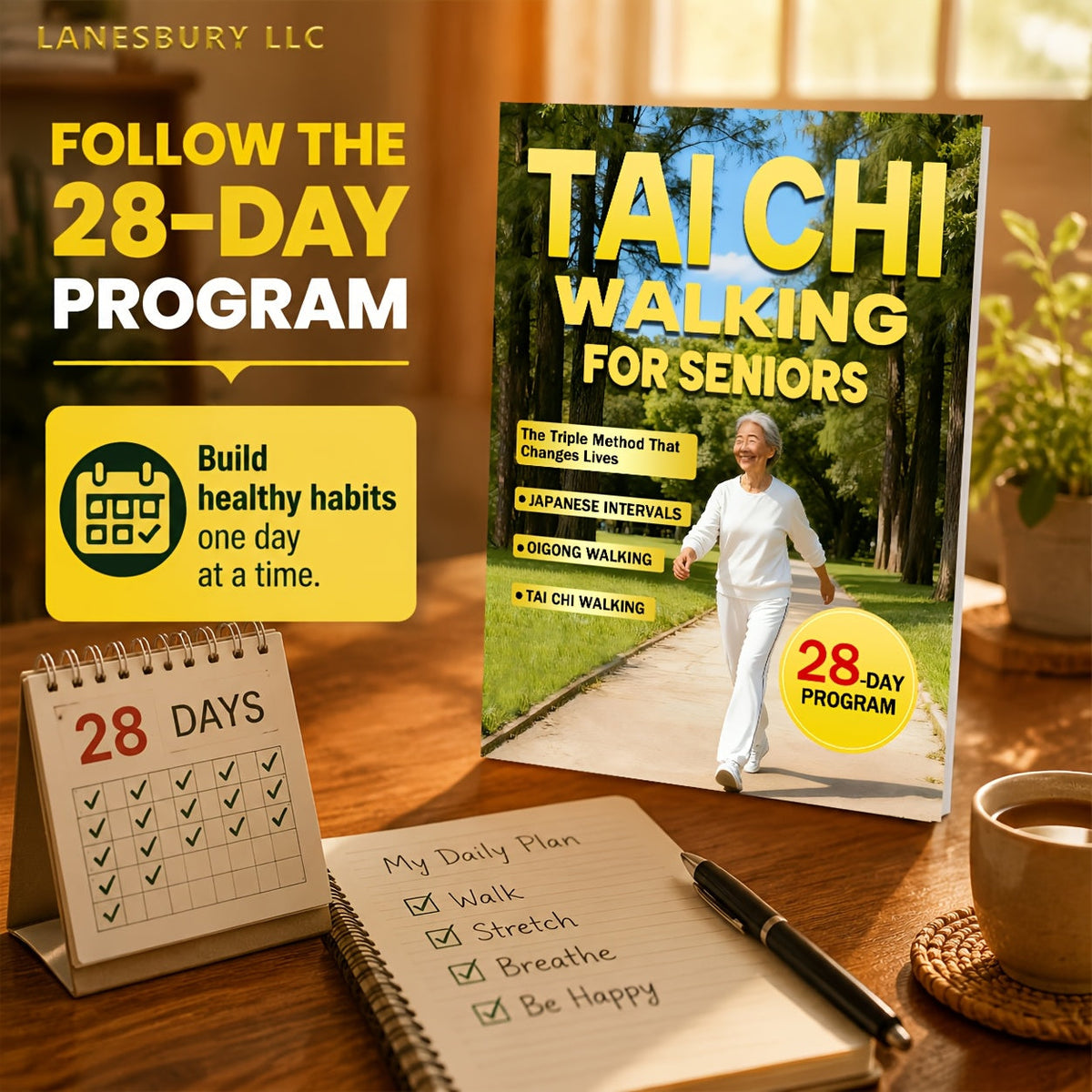 Tai Chi Walking for Seniors - Effortless Weight Loss & Gentle Care with the 28-Day Triple Method, Japanese Intervals & Qigong Walking, Low-Impact Fitness Guide for Older Adults