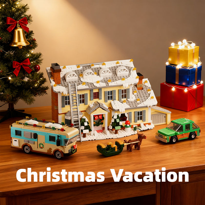 1958-Piece Christmas Holiday Snow House Building Set with Color Box, Challenging Assembly Brick Kit - Collectible Winter Village Home Decor Building Blocks, Perfect Christmas Birthday Gift for Adults & Teens