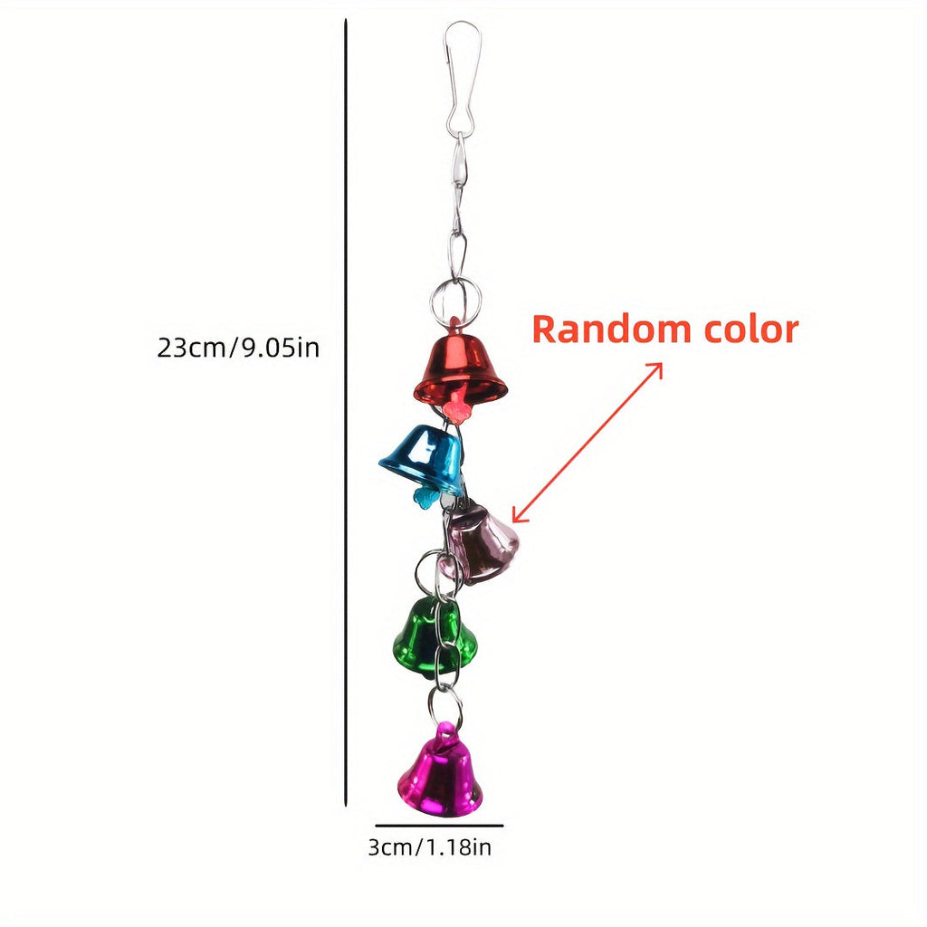 Parrot Bell Toy Hanging Swing Bird Cage Accessory Colorful Random Color Interactive Chew Toy for Cockatiels Budgies Parakeets Lovebirds Small Parrots – 1pc