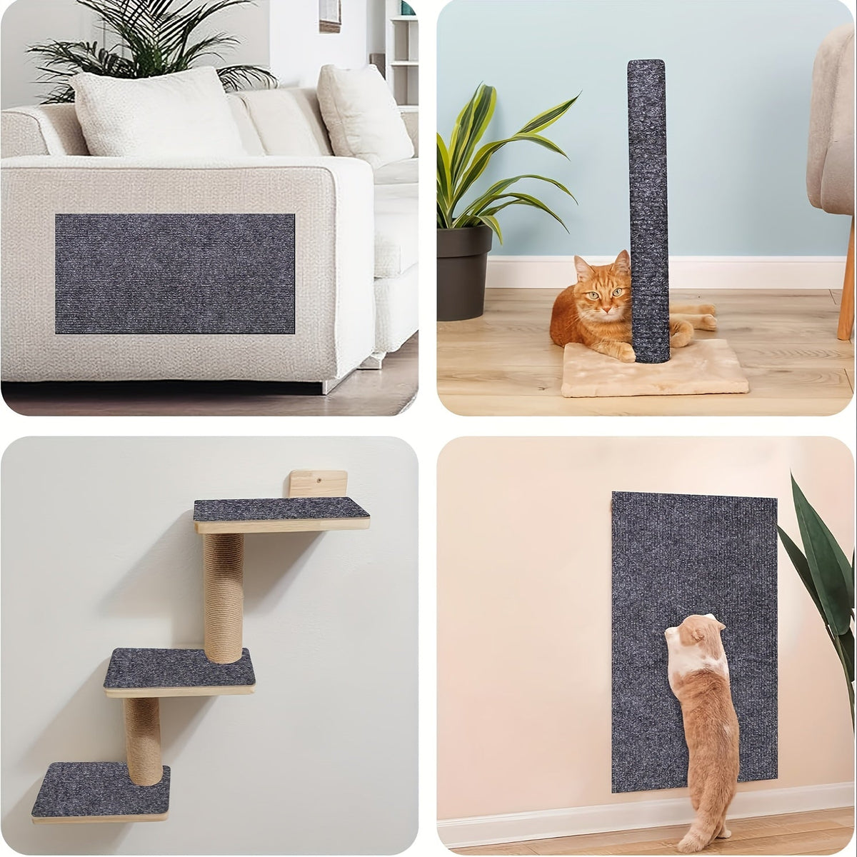 Self-Adhesive Cat Scratching Mat Roll – 15.75x118in Polyester Scratch Guard Tape for Furniture, Sofa, Door & Wall, Durable Cat Scratch Deterrent Sticker, Protects Upholstery, 3 Colors