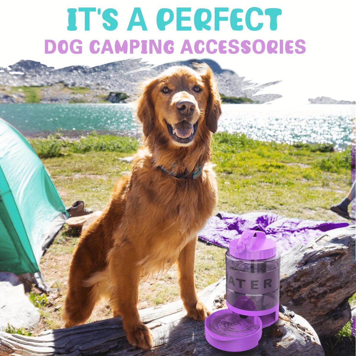 74oz Portable Dog Water Bottle with Built-In Collapsible Bowl Leakproof Large Capacity Travel Water Bottle for Dogs Hiking Camping Park Ideal for Small to Large Breeds