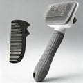 Self-Cleaning Pet Grooming Brush & Comb Set 2pcs – One-Click Hair Removal, Arc Needle De-Shedding Massage Tool for Cats and Dogs – Gentle Slicker Brush for Short Long Hair Pets