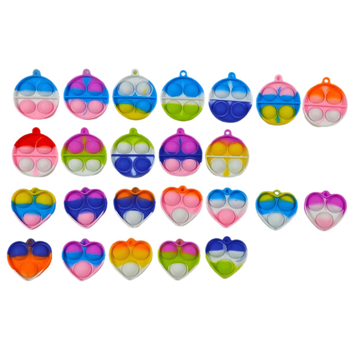 Bulk Sensory Fidget Keychain Party Favors for Kids - 24 / 50 / 90pcs Multicolor Keychains with Hanging Loop, Goodie Bag Fillers, Birthday Party Prizes, Classroom Rewards & Halloween Treat Bag Stuffers