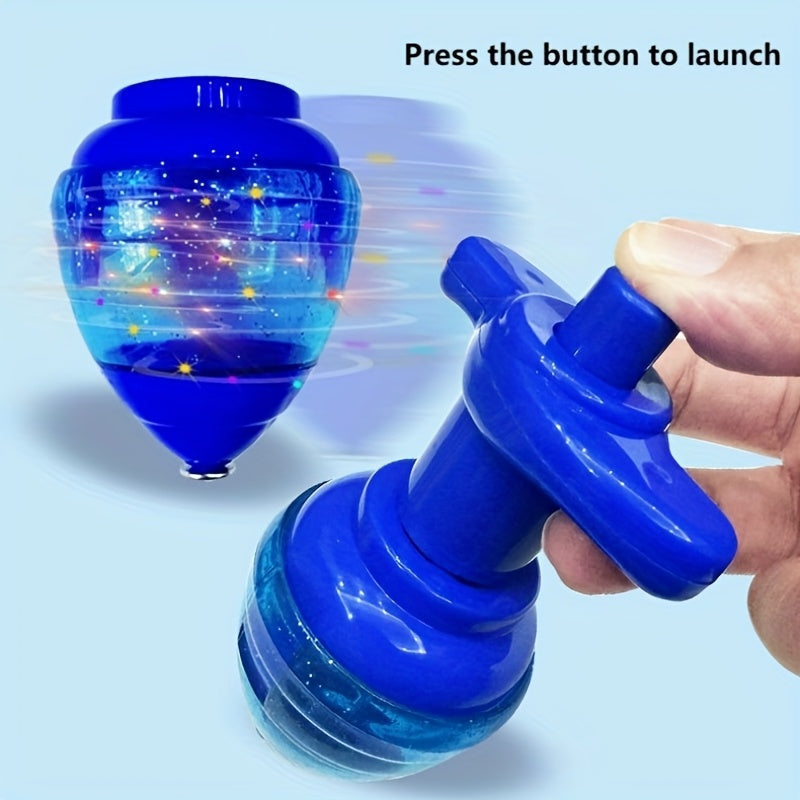 Light-Up Spinning Top Toy with Built-In Launcher Colorful LED Lights Interactive Candy Top Party Toy for Kids Long-Lasting Spin Multi-Color Fun Gift for Boys Girls