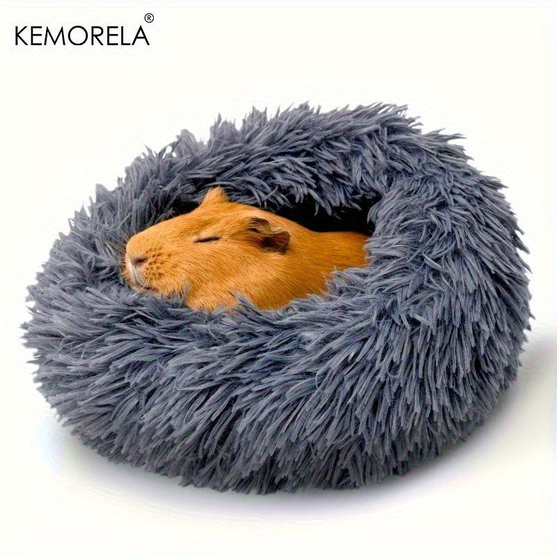 Ultra-Soft Plush Small Pet Nest – Cozy Warm Hamster Sleeping Bed with Non-Slip Bottom & Insulated Padding, Round Fluffy Hideout for Guinea Pigs, Hamsters & Small Animals, Light Blue