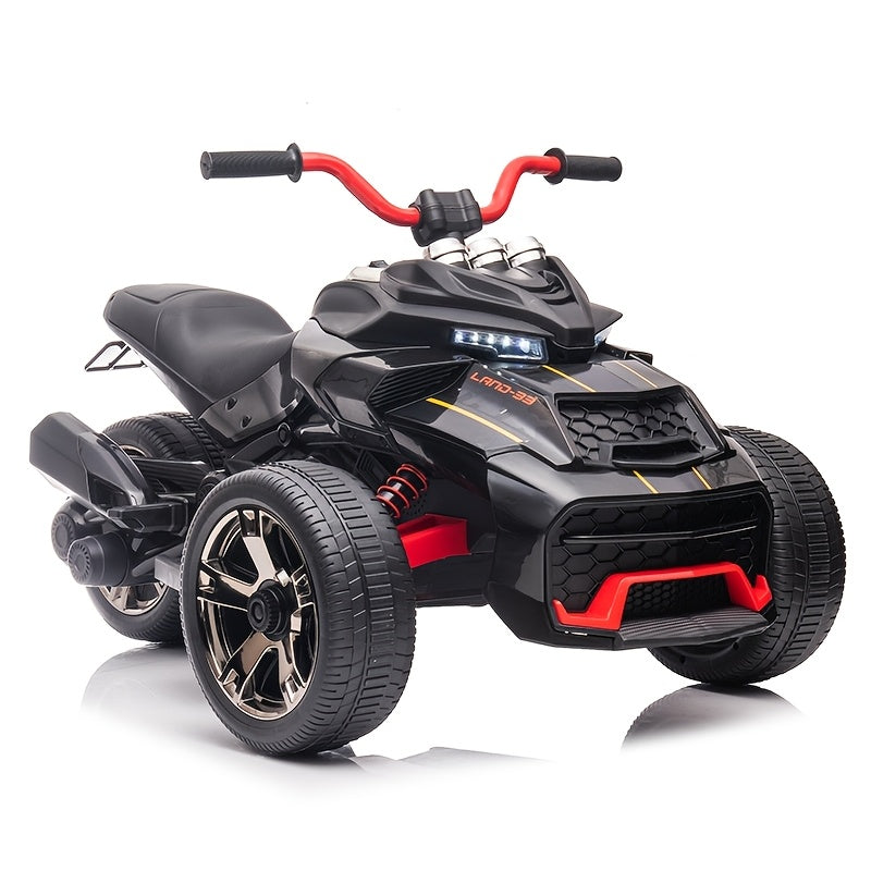 12V Kids Electric Ride On ATV 3-Wheeler for Ages 3+ – Dual 550W Motors, 40-60 Min Playtime, EVA Tires, Shock Absorber, LED Lights & Wireless Music – Battery Powered Ride On Car Gift for Boys & Girls – Black, Blue, Red, Yellow, Pink