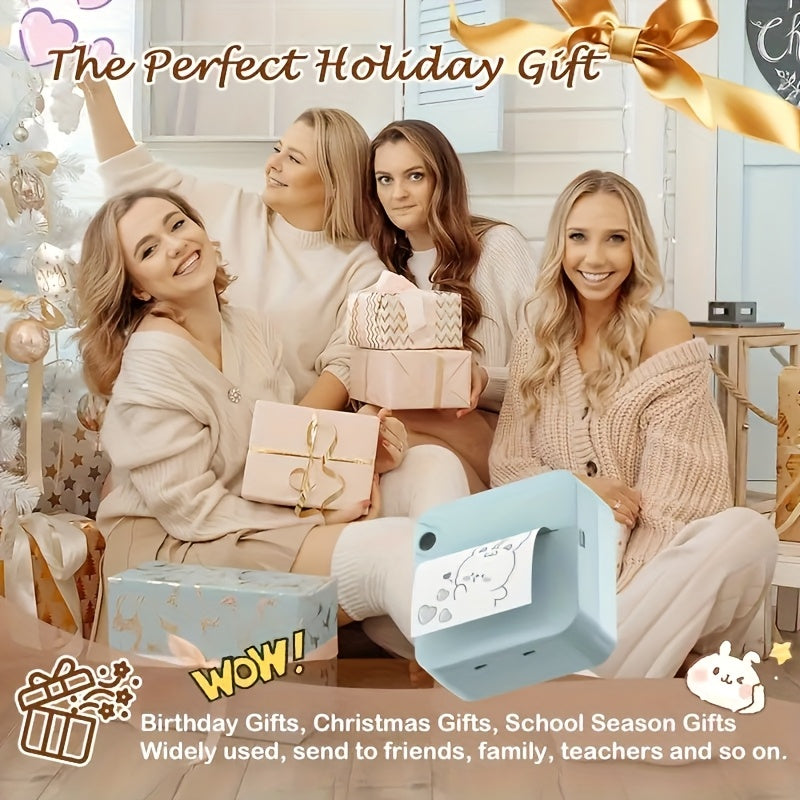 Portable Wireless Bluetooth Thermal Printer Mini Pocket Printer Ink-Free for Smartphones Photos Notes Stickers Diaries Memos Includes Thermal Paper Roll