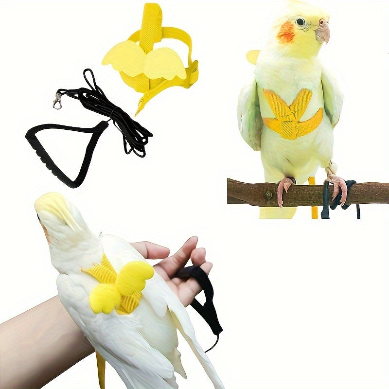 Adjustable Bird Harness & Leash for Parrots - Escape-Proof Soft Training Strap for Conures, Cockatiels, Lovebirds, Budgies & Small Parrots - 2M Long, Outdoor Walking Bird Leash, Pink & Blue