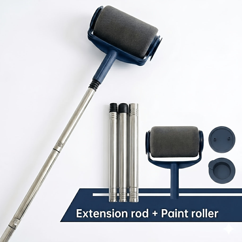 Paint Roller Brush Set 6.3 Inch with 4 Sealed Refill Paint Lids – Professional Wall Painting Kit for Home Repairs, Interior Walls, Ceilings & Decor Maintenance, Easy-Glide Smooth Finish