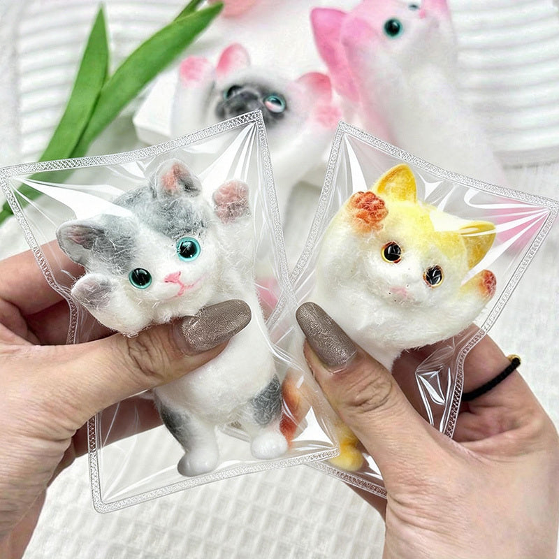 Kawaii Hand-Raising Kitten Squishy Squeeze Toy Soft Slow Rising Sensory Stress Relief Cute Cat Desk Decoration Random Color Gift for Christmas Valentine Easter Birthday Holiday