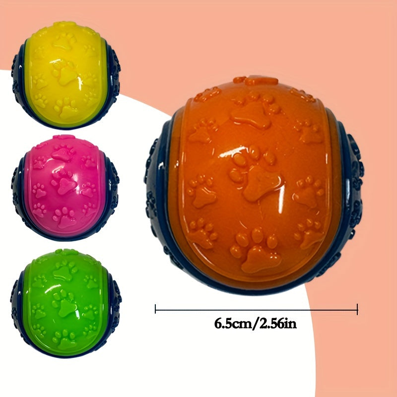Squeaky Dog Balls 4 Pack - Durable Non-Toxic Rubber Chew Toys for Teething Puppies & Power Chewers, Teeth Cleaning Interactive Fetch Ball Toys for All Breeds & Sizes, Assorted Colors