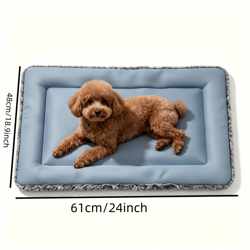 Dog Cooling Mat for Summer – Soft Polyester Pet Cooling Pad with Neck Support, Indoor Sleeping Floor Mat for Extra Small, Small & Medium Dogs & Cats, Heat Relief Bed