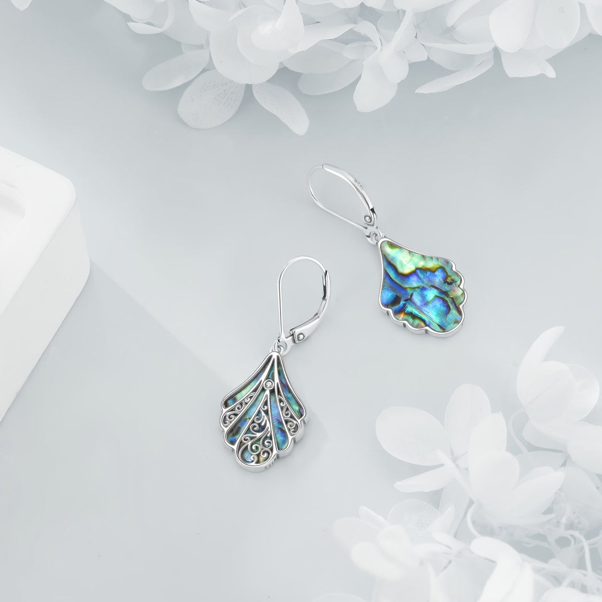 925 Sterling Silver Abalone Shell Drop Earrings for Women – Hollow Bohemian Dangle Earrings, Hypoallergenic Boho Jewelry, Perfect Gift for Her