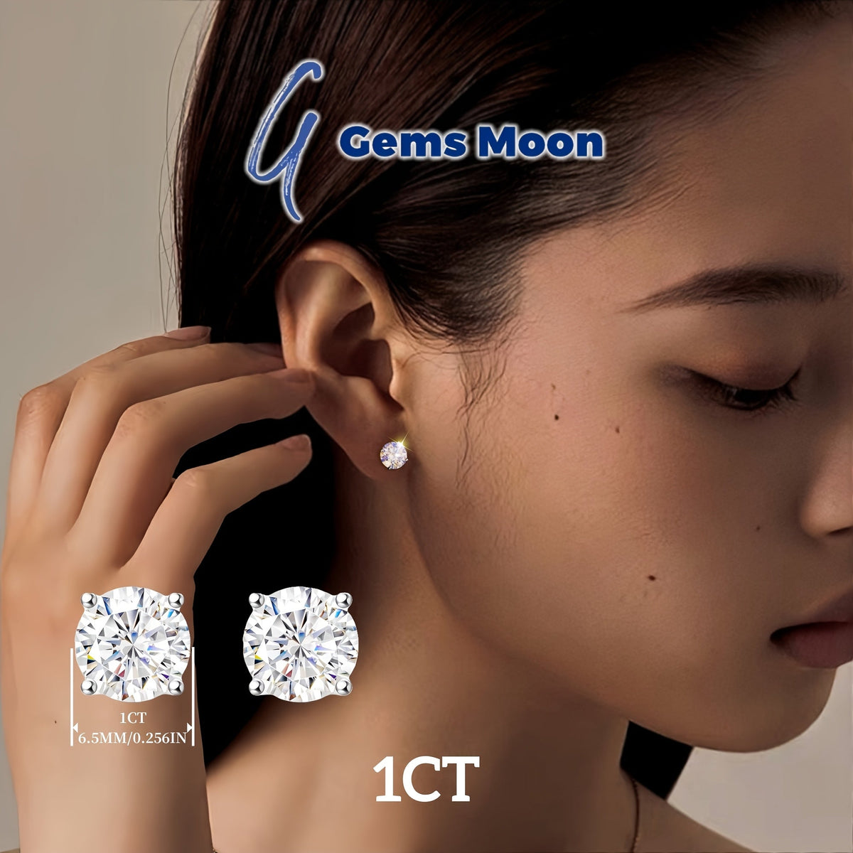 Moissanite Stud Earrings D Color VVS1 S925 Sterling Silver – Hand-Set, GRA Certified, 1CT-6CT, Velvet Pouch & Polishing Cloth Included, Jewelry Gift for Valentine’s Day, Birthday, Mother’s Day, Wedding