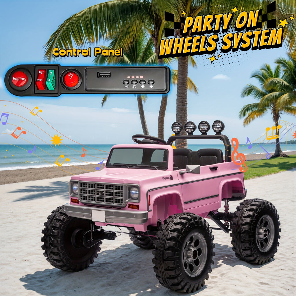 24V Electric Ride-On Car for Kids with Parent Remote Control & Music Player, Spring Suspension, Seat Belt & Locking Doors - Kids Electric Vehicle with Sturdy PP Body, Birthday Christmas Gift for Boys Girls