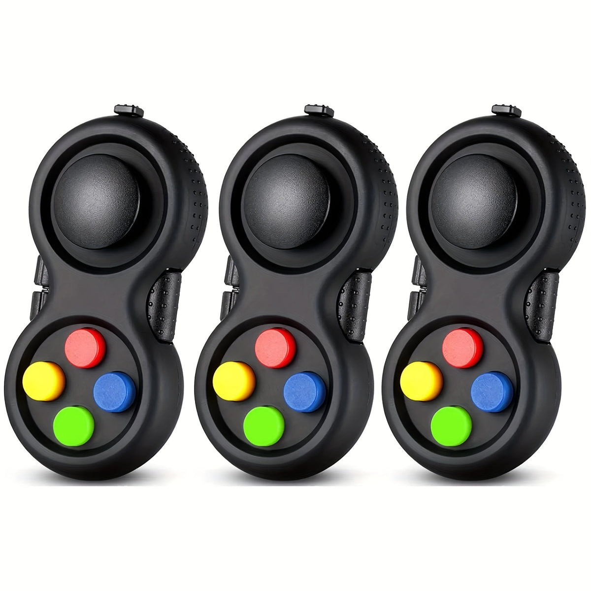Fidget Pad Toy 3-Pack - Retro Handheld Controller with 8 Fidget Functions, Stress Relief Anxiety Toy for Kids Adults and Teens, ADHD Sensory Tool, Screen-Free Activity, Multiple Color Options