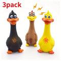 Squeaky Rubber Dog Chew Toy Chicken & Duck - Interactive Anti-Boredom Stress Relief Dental Chew for Dogs, Fun Squeaky Toy for Teeth Cleaning, 3-Piece Set or Singles