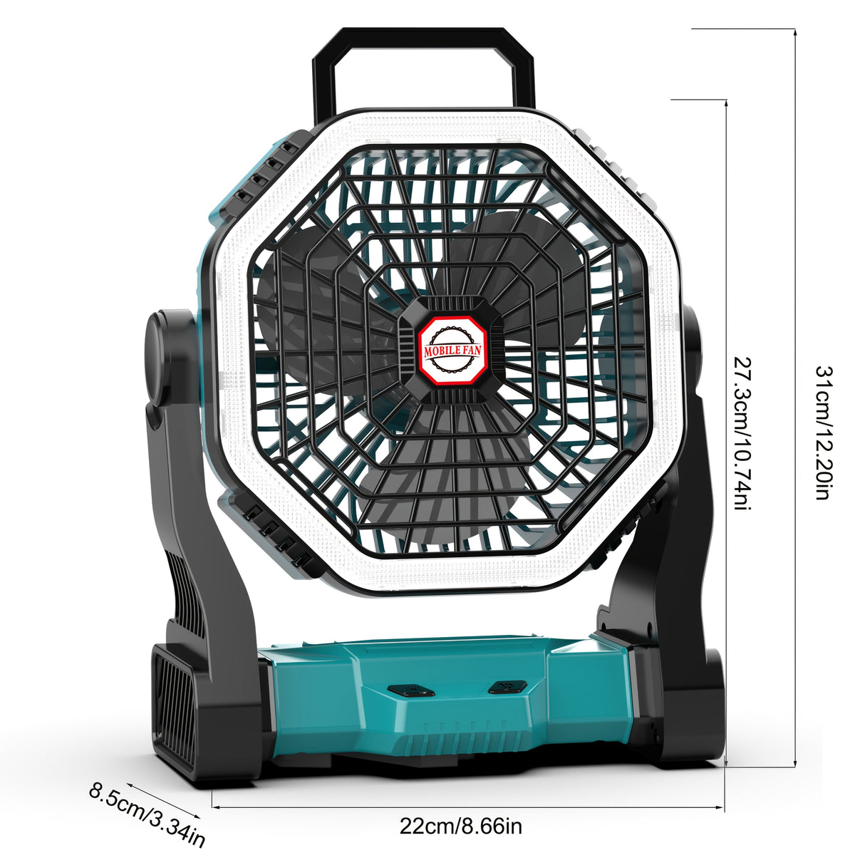 Rechargeable Portable Camping Fan with LED Light & Hanging Rope - 4-Speed USB Battery Powered Tent Fan for Outdoor Travel Indoor Home