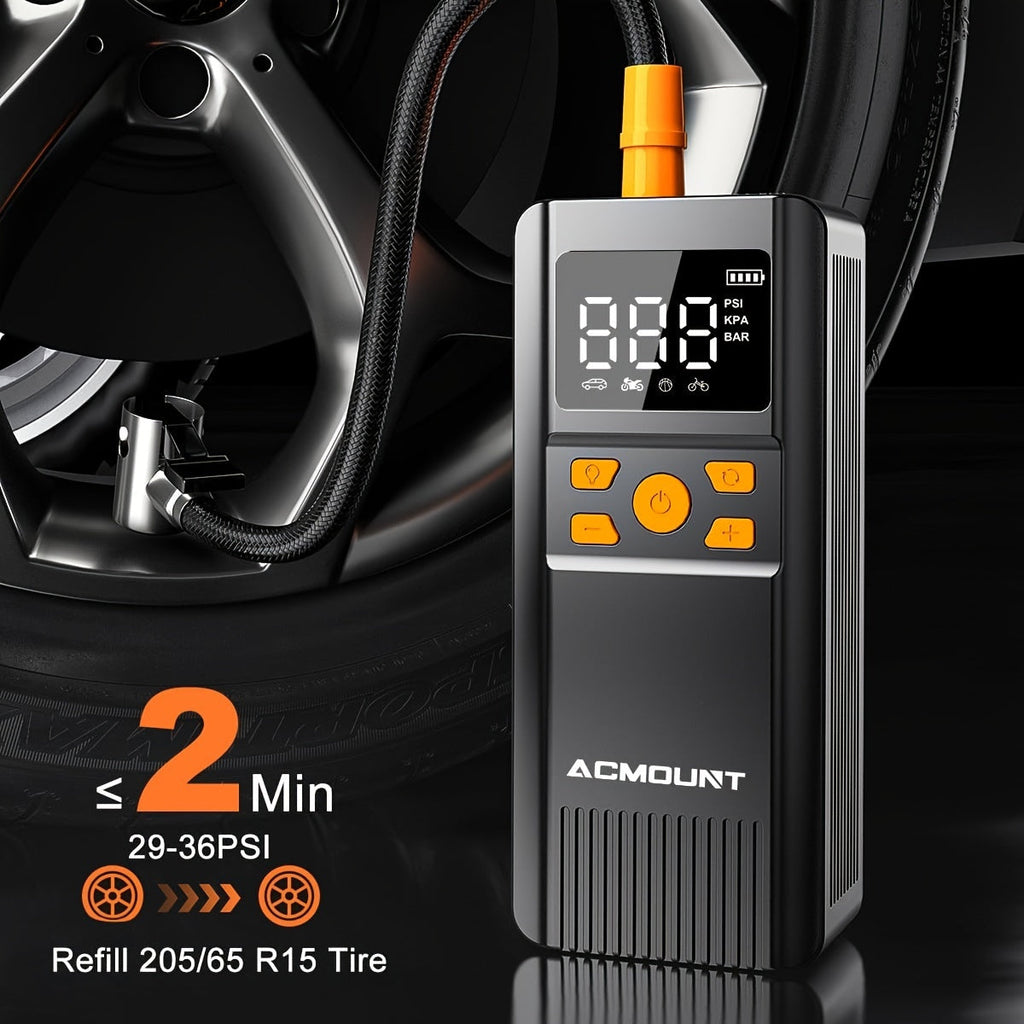 Portable Tire Inflator Air Compressor 150PSI Cordless – 2X Faster Inflation Digital Pressure Gauge LED Light for Car Bike Motorcycle Ball, Rechargeable Auto Air Pump