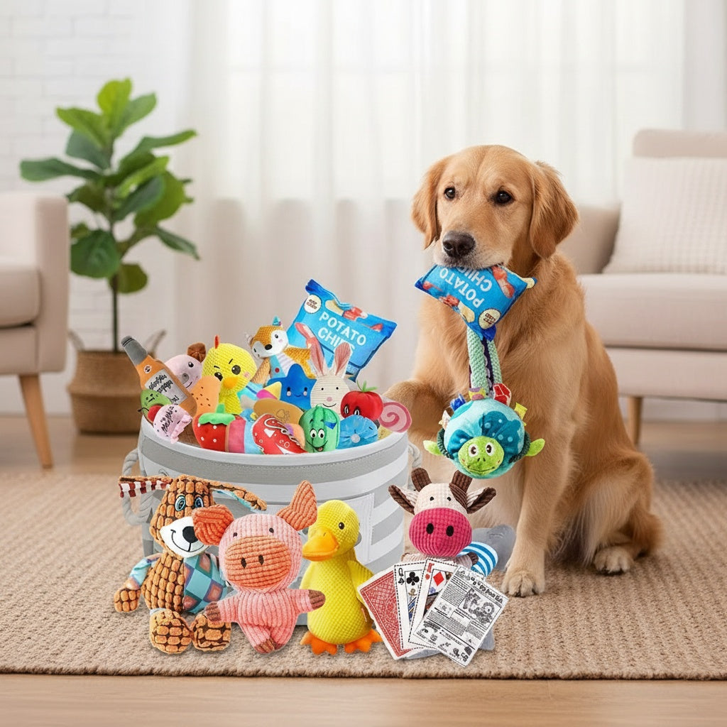 16-Piece Squeaky Plush Dog Toy Set – Cute Random Style Small Pet Plush Toys, No Battery Needed, Soft Squeaker Toys for Small Dogs to Chew & Play, Variety Pack Gift for Puppies & Small Pets