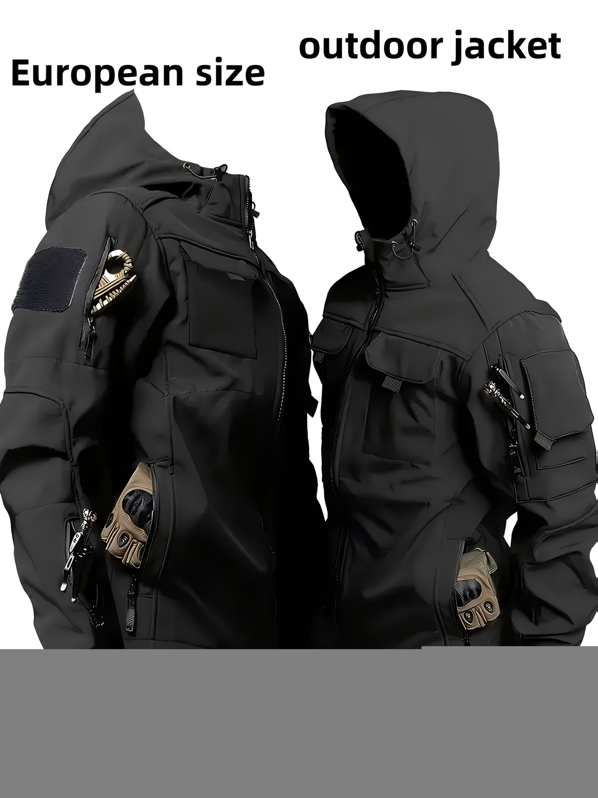 Men's Tactical Jacket Windproof Ripstop Hooded Shell Coat - Scratch-Resistant Outdoor Jacket with Multiple Utility Pockets for Camping, Hiking, Survival & Tactical Training, Sizes S-XXXL