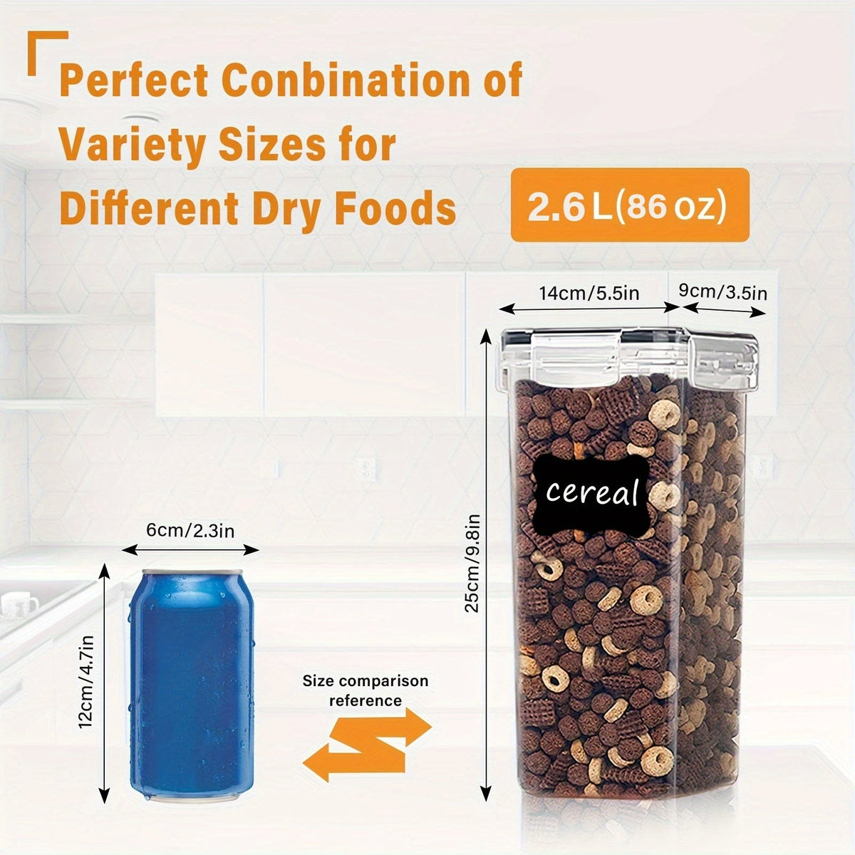 Airtight Pet Food Storage Containers 6-Pack – 2.4L/81oz BPA-Free Plastic Dog & Cat Food Storage Bins with Lids, Reusable Labels & Marker Pen Included, Pantry & Kitchen Organizer Set, Black