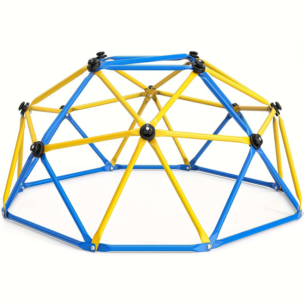 6-Foot Outdoor Kids Climbing Dome Backyard Jungle Gym with Stainless Steel Frame Weather-Resistant 600 Lbs Capacity Safe Activity Center Gift for Boys Girls Ages 3 to 10 Years Yellow Blue