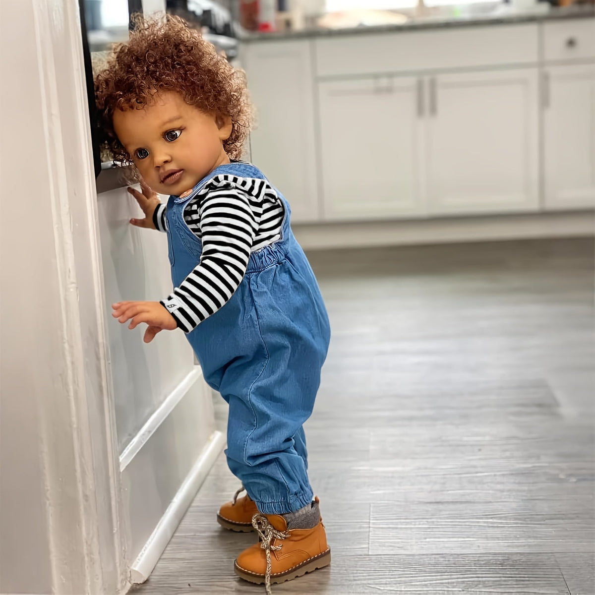 26" Realistic Reborn Baby Boy Doll – African American Newborn with Rooted Curly Hair, Soft Vinyl Body, Anatomically Correct & Complete Gift Set with Outfit, Bottle, Pacifier & Birth Certificate