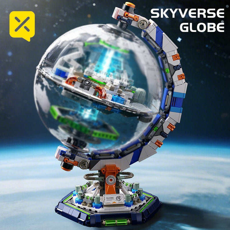 Globe Building Block Model Kit - Creative 3D World Globe Brick Assembly Puzzle, Decorative Home Office Desk Ornament, Unique Christmas Birthday New Year Gift for Adults Teens | Comes in Color Box