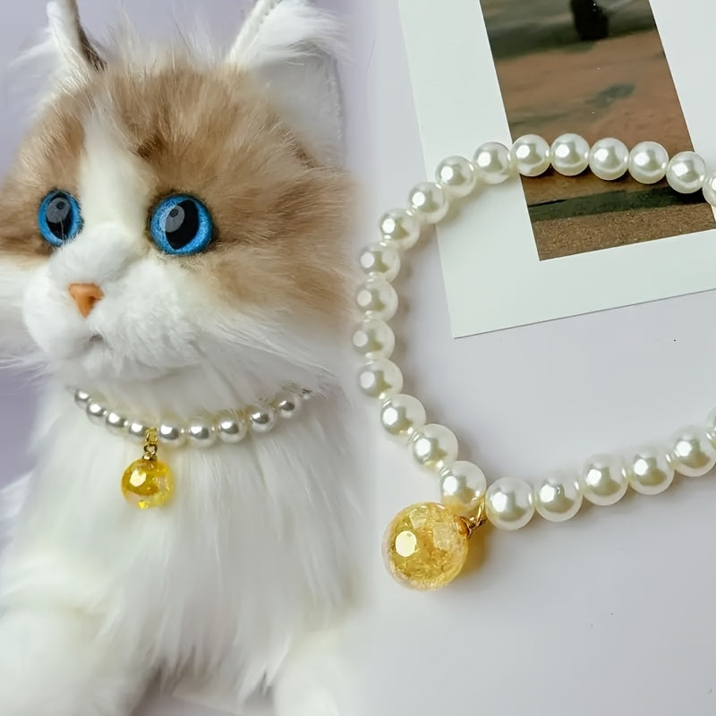 Handmade Cat Necklace Collar with Pendant - Enchanting Adjustable Pet Jewelry Collar for Cats, Cute Kitten Accessory for Birthday Gift, Holiday Gift, Photoshoot & Everyday Wear