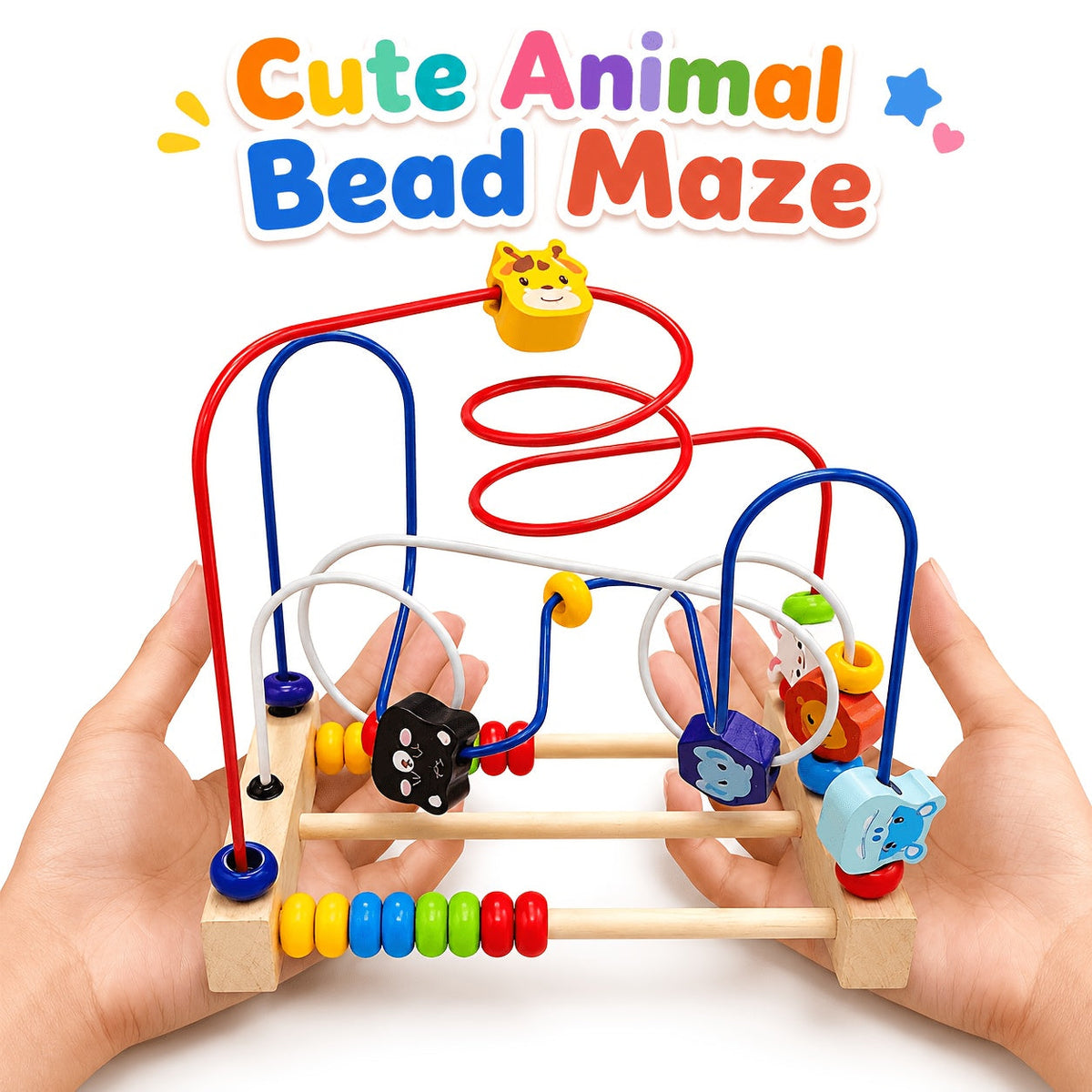 Baby Bead Maze Animal Roller Coaster Toy – Smart Animals Orbiting Bead Wire Puzzle for Infants & Toddlers | Premium Early Education Fine Motor Skills & Sensory Development Toy for Ages 1-3