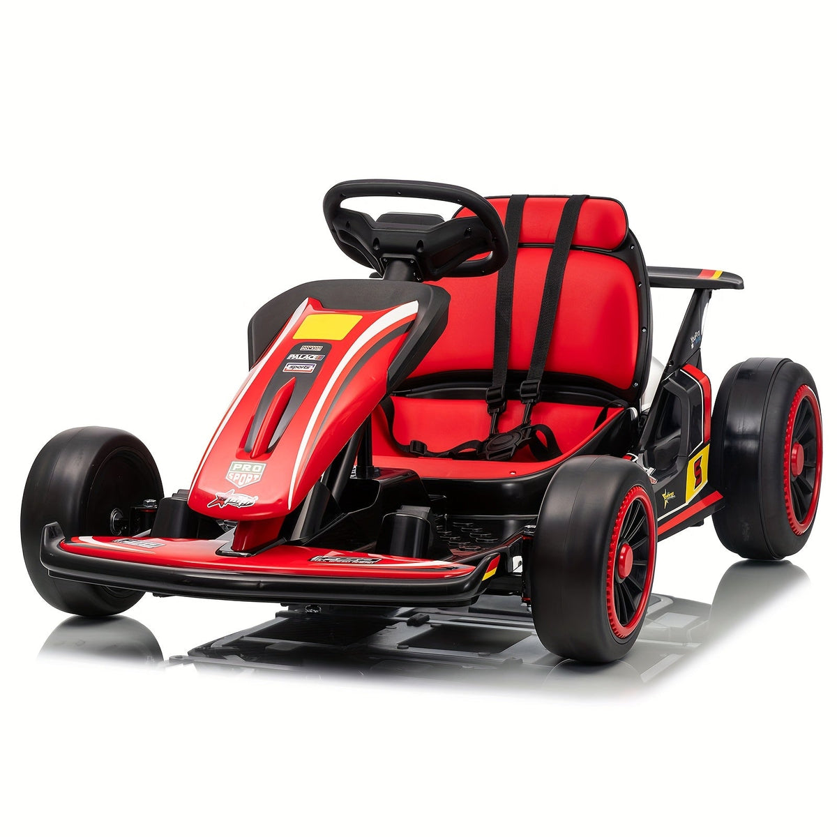 MUKIDY 24V Electric Go-Kart for Kids - 250W Drift Cart for Ages 6-12, All-Terrain EVA Wheels, 5-Point Safety Belt, Soft Start, Music & Horn, Battery Powered Outdoor Ride-On Toy | Best Gift for Boys Girls