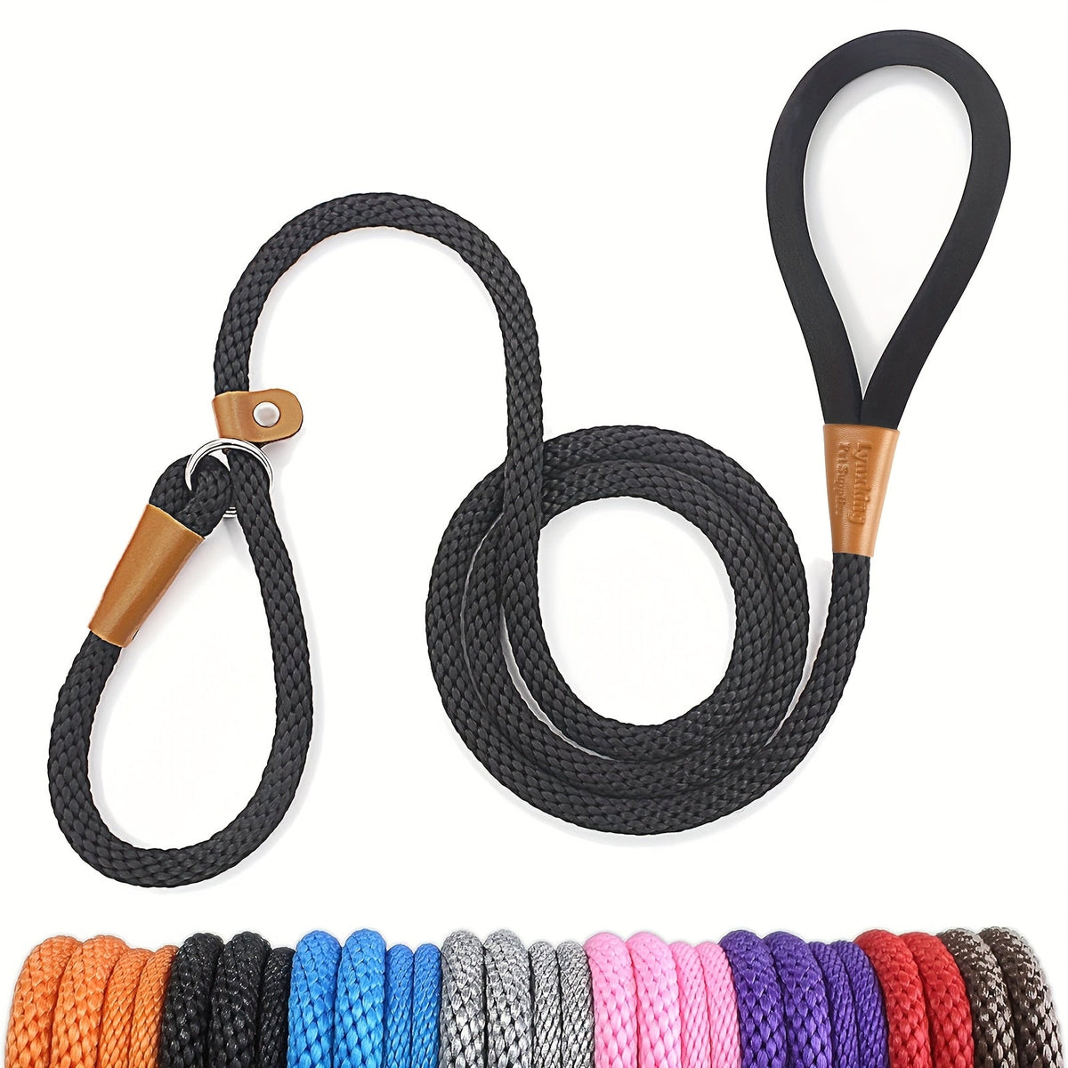 Durable Nylon Dog Leash for Small Medium Large Dogs - Heavy Duty Woven Training Leash S-XL, 8 Colors, Strong Comfortable Handle Dog Walking Lead