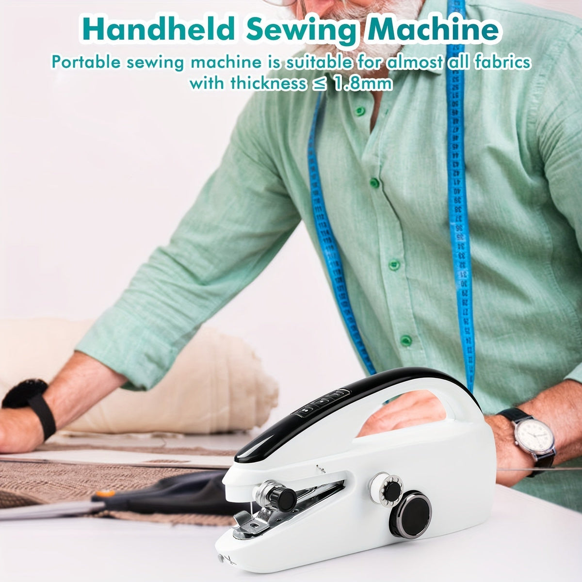 Handheld Sewing Machine Mini Portable - Easy Fast Stitch for Clothes, Fabric & DIY Repairs, Compact Electric Sewing Machine for Beginners, Home & Travel Use, Lightweight Cordless Design