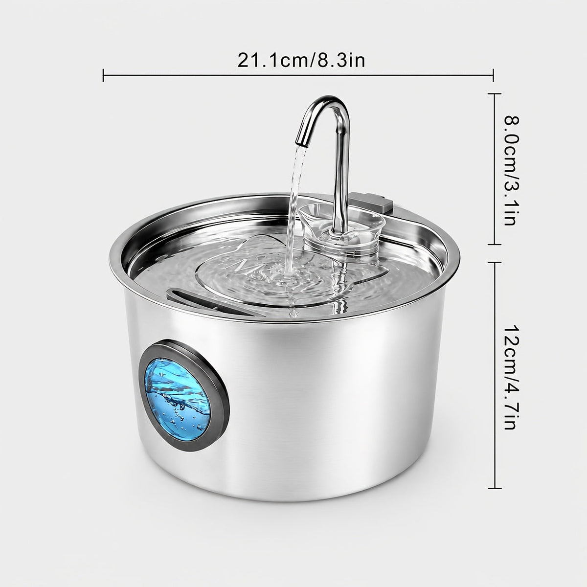 108oz Stainless Steel Pet Water Fountain – Automatic Dog & Cat Water Dispenser with Large Water Level Window, Ultra-Quiet Pump, Easy to Clean, No Battery Required – 2, 4 or 8 Filter Bundles