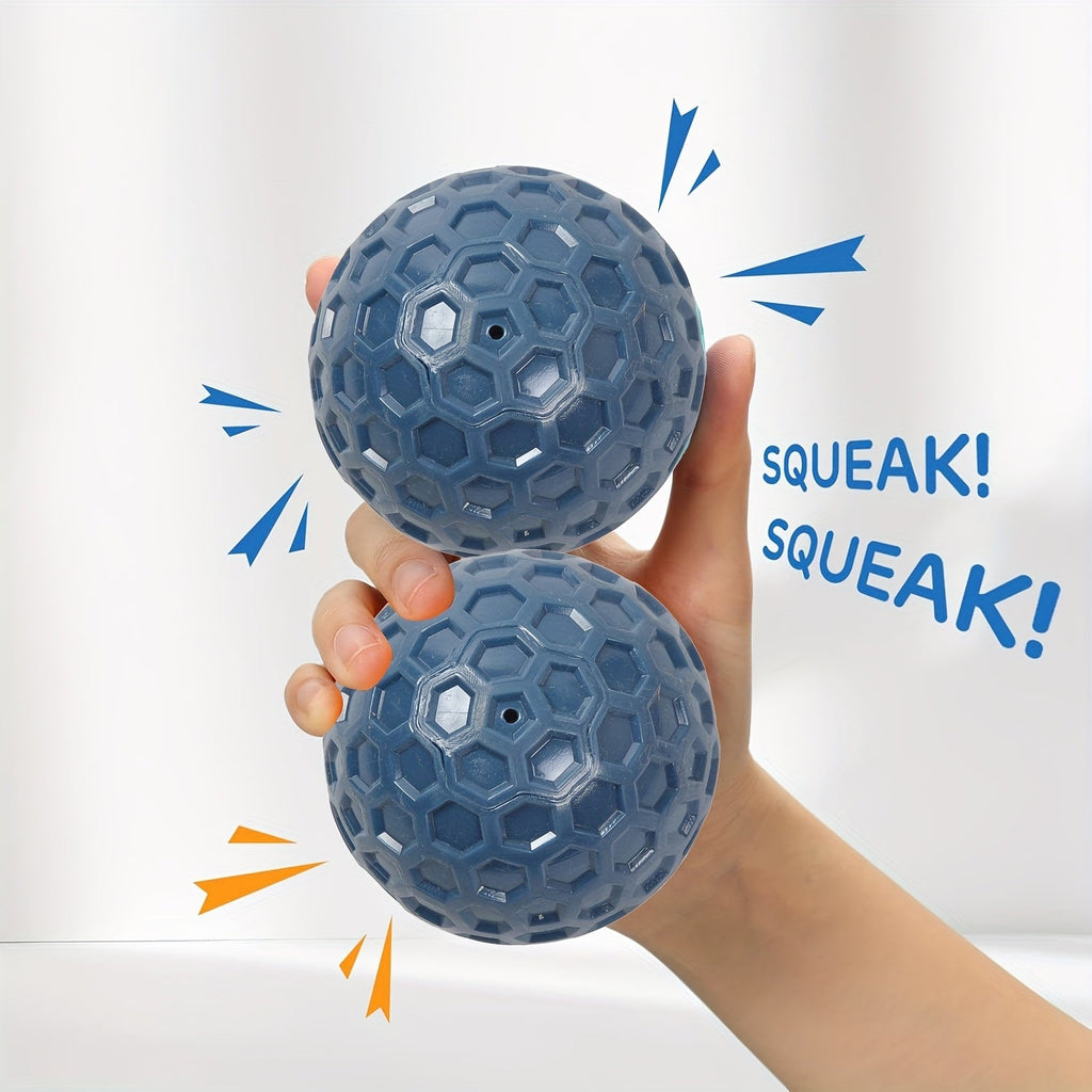 Squeaky Dog Toy Ball for Large Dogs - Super Tough Rubber Bite-Resistant Teeth Cleaning Chew Ball, Interactive Food Leaking Puzzle Toy, Durable Teething & Squeaker Ball for Aggressive Chewers