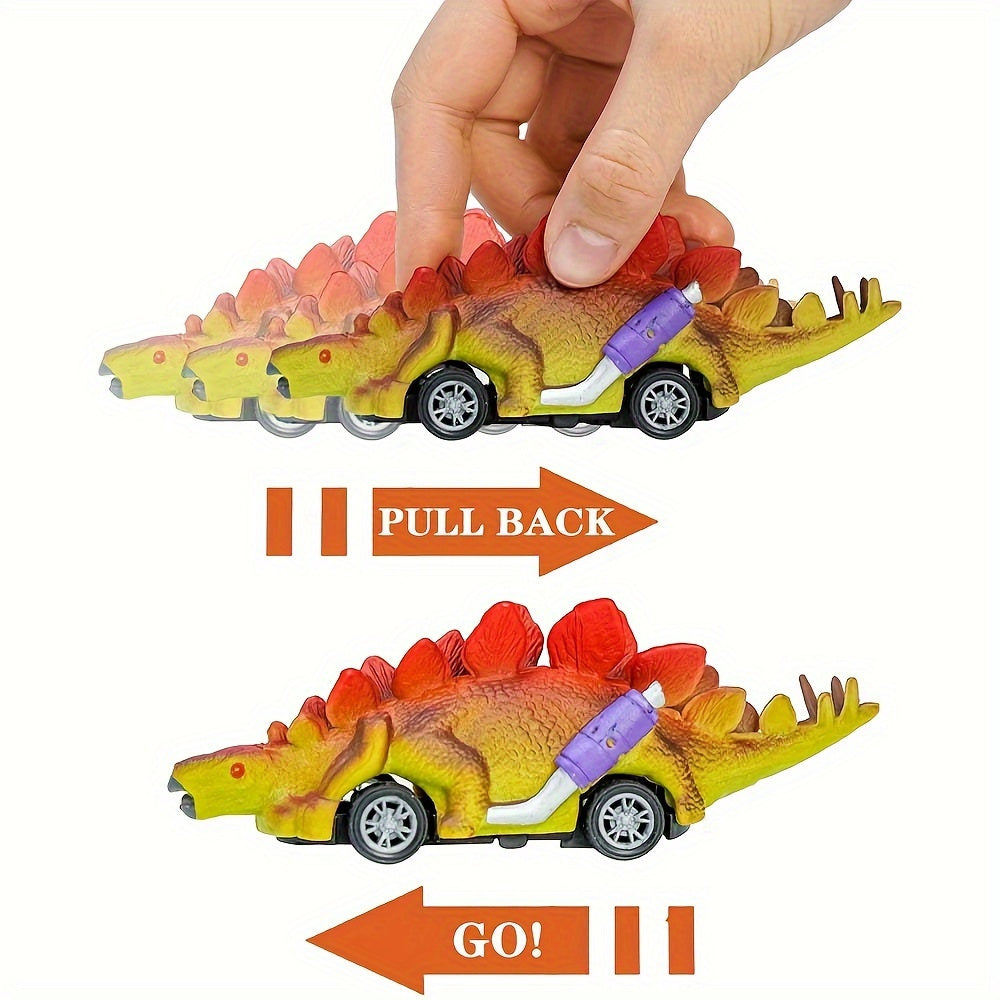 Dinosaur Pull-Back Toy Cars for Kids 6pcs – Manual Dinosaur Vehicle Playset, No Battery ABS Plastic Dino Friction Cars, Easter Basket Stuffers, Birthday Party Favors, Gift for Boys Girls Ages 3 4 5 6+