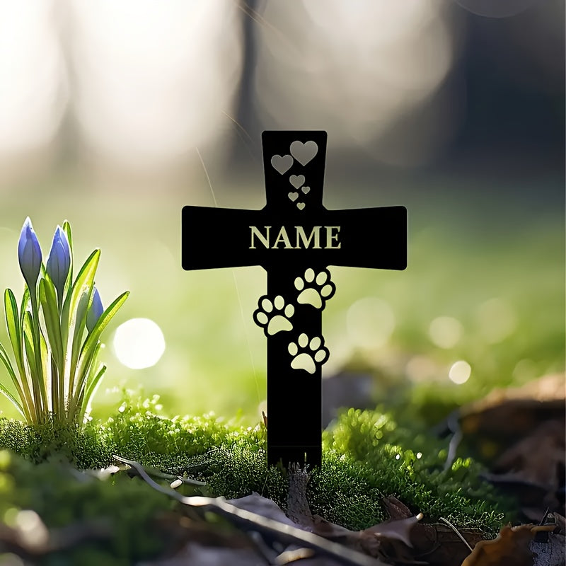 Custom Metal Dog Memorial Sign - Personalized Pet Gravestone Marker for Garden & Yard, Outdoor Metal Art Tribute for Beloved Canine Companion, No Battery Required