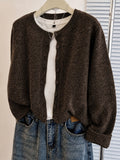 Women's Open Front Cardigan Sweater Button Closure Long Sleeve Knit Soft Cozy Casual Versatile Outerwear Fall Winter Fashion Jacket
