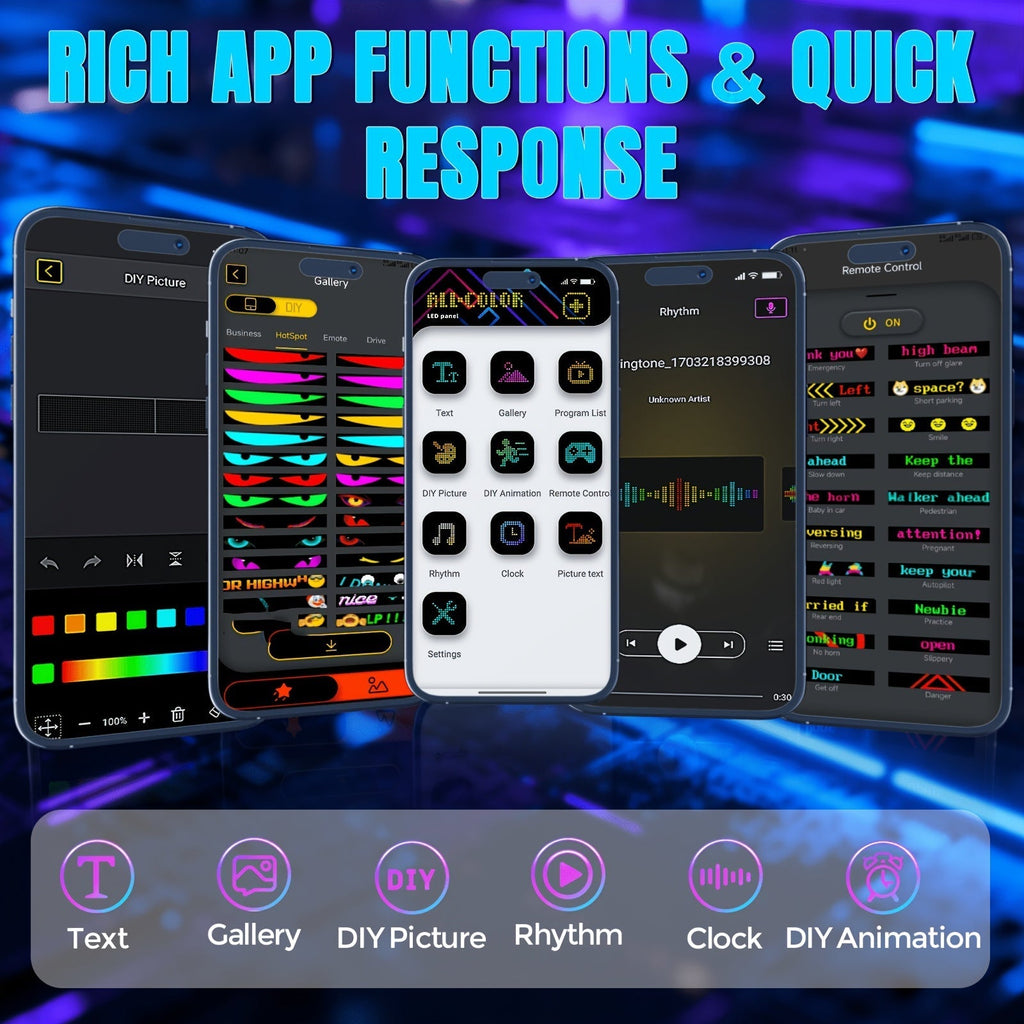 Flexible LED Dot Matrix Display Panel 16x96 – Programmable RGB Scrolling Sign with App & Remote Control, USB Powered, DIY Animated Lighting for Shop, Store, Hotel, Car, Home Decor