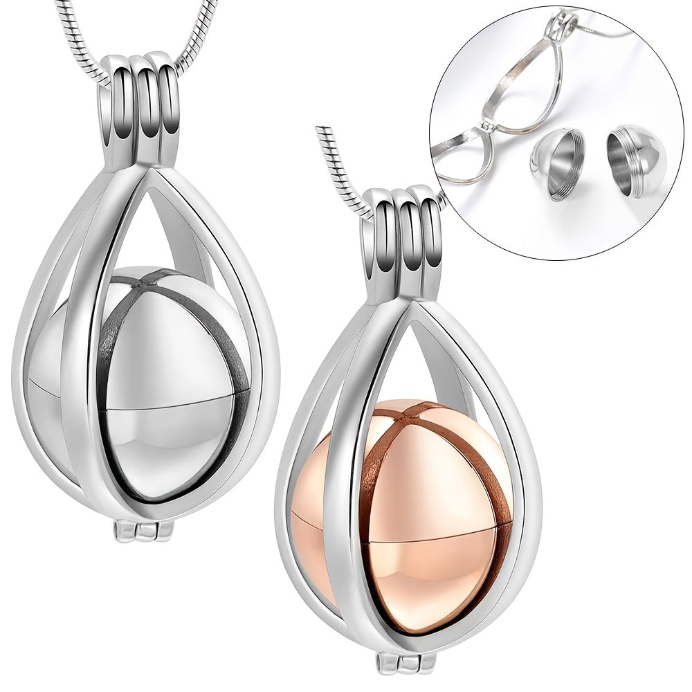 Teardrop Memory Necklace for Ashes - Stainless Steel Cremation Keepsake Pendant for Human & Pet Ashes, Hair, Perfume or Sand, Memorial Jewelry for Loss of Loved One or Pet