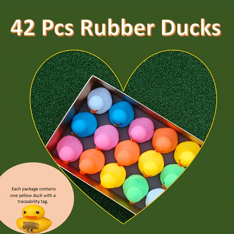 Colorful Rubber Ducks 18/42pcs Bulk Mini Duck Set Brightly Colored Bath Toys Party Decorations Car Dashboard Ornaments New Year Holiday Gift Random Color