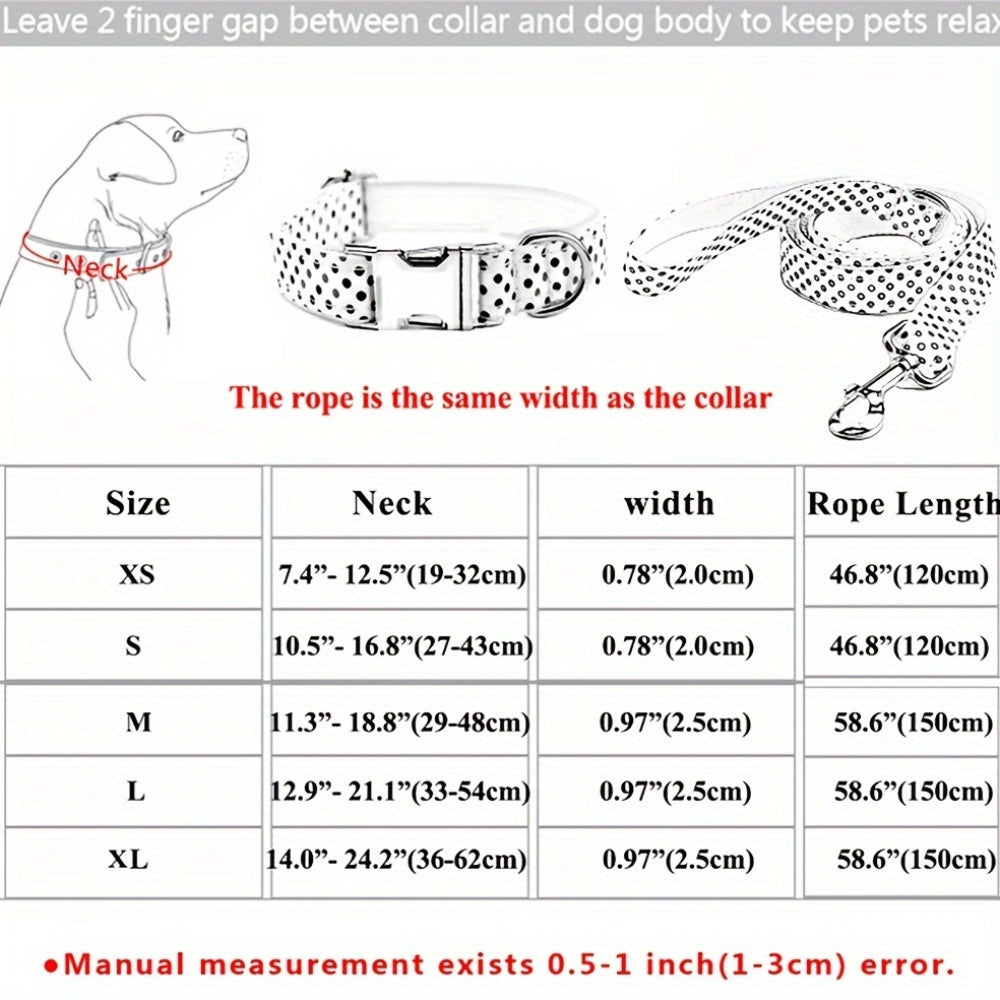 Personalized Dog Collar with ID Tag - Customizable Anti-Lost Pet Collar in 21 Styles, Adjustable XS to XL for Small Medium Large Dogs, Plaid Floral Dot Patterns, Engraved Contact Information