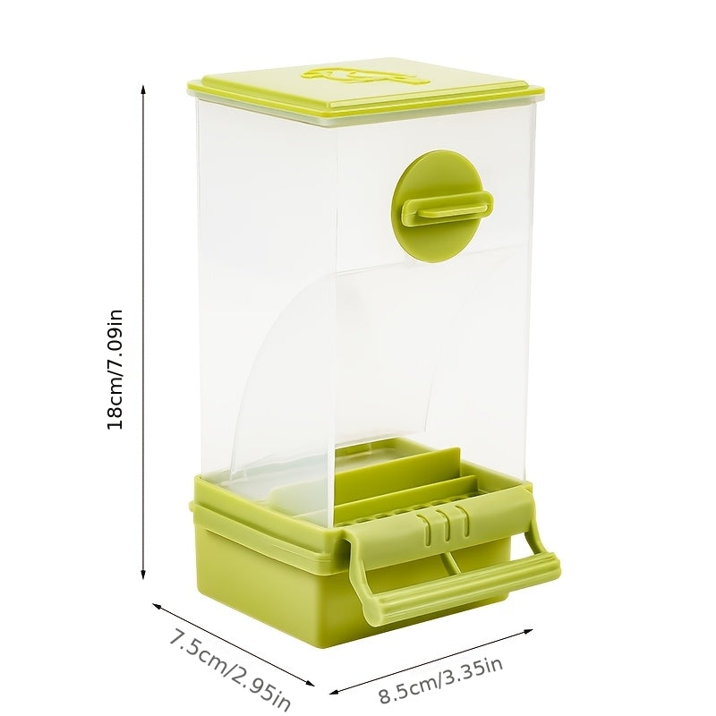 Parrot Automatic Feeder Anti-Spill Shell Separator Hanging Food Box for Cockatiels Budgies Parakeets – All-In-One No Battery Bird Feeder with Anti-Splash Guard 1pc