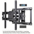 Full Motion TV Wall Mount 37-75 Inch Dual Arm Articulating Swivel Tilt Rotation VESA 600x400mm 132 lbs for OLED LCD LED Flat Curved TVs 24 Inch Extension