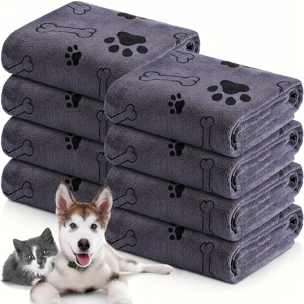 2-Pack Super Absorbent Microfiber Pet Towels for Dogs & Cats – Extra Large 20x40 Inch Quick-Dry Bath Towels with Cute Paw Print Design, Soft Post-Bath Drying Towel Set for Puppies and Kittens