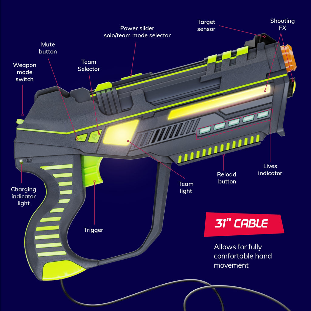 Laser Tag Set for Kids 4 Player Rechargeable Game with 4 Blasters & 4 Adjustable Vests, 150-Ft Infrared Range, Charging Hub, Stealth Mode, 2 Weapon Modes – Indoor Outdoor Birthday Gift for Ages 8+