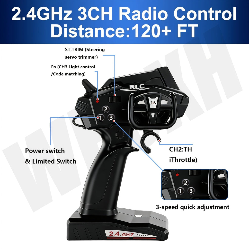 4x4 RC Off-Road Truck 1:12 Scale 60KM/H High Speed Remote Control Monster Truck All-Wheel Drive All-Terrain RC Car with Rechargeable Battery for Kids Boys Girls Age 6+