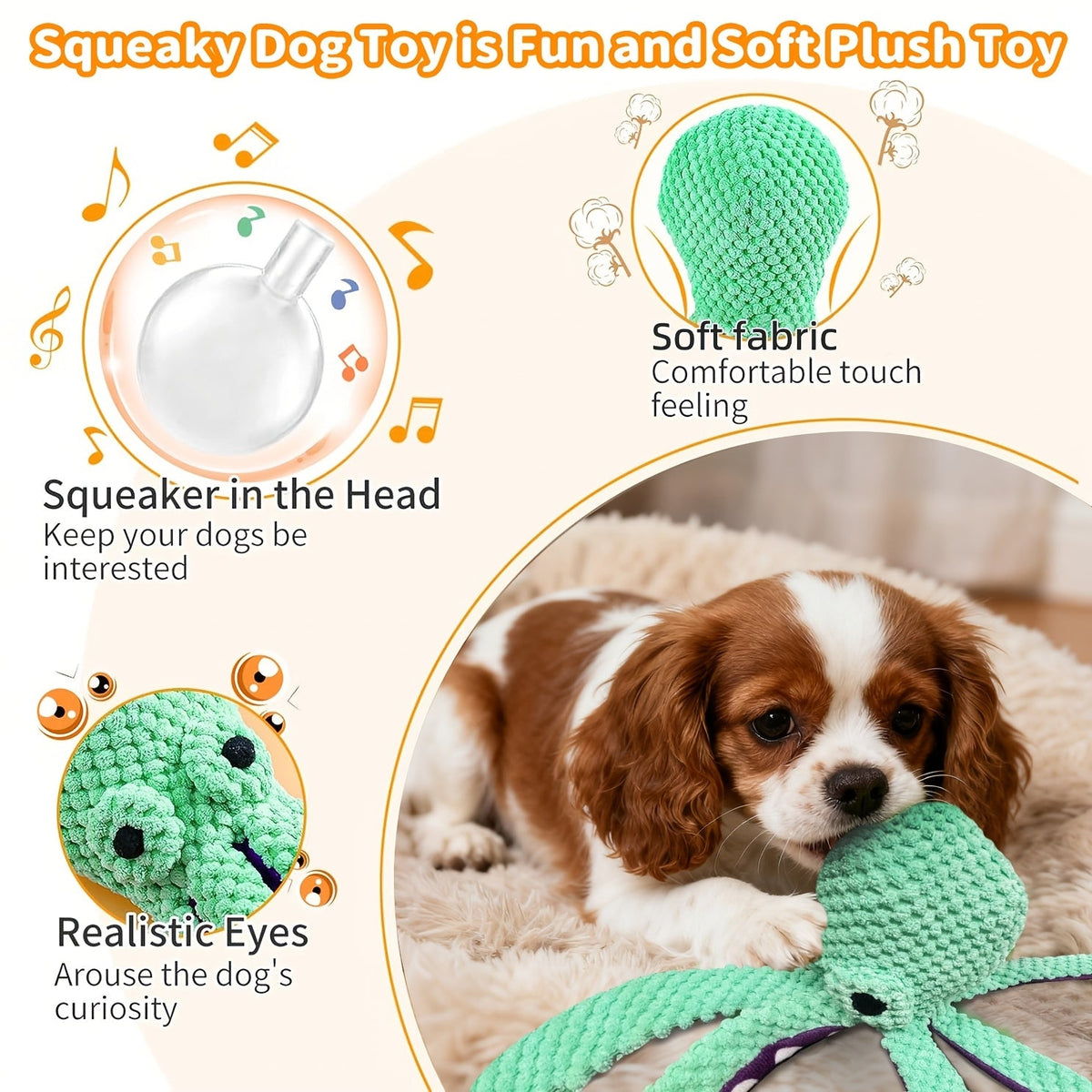 Plush Octopus Dog Toy with Squeaker Interactive Durable Chew Toy for Medium Dogs Teal Purple Stuffed Squeaky Dog Toy for Play Fetch Training Boredom Relief